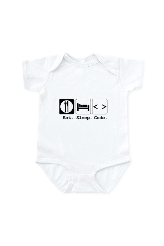 - Eat. Sleep. Code. Infant Bodysuit - Baby Light Bodysuit, Size Newborn - 24 Months