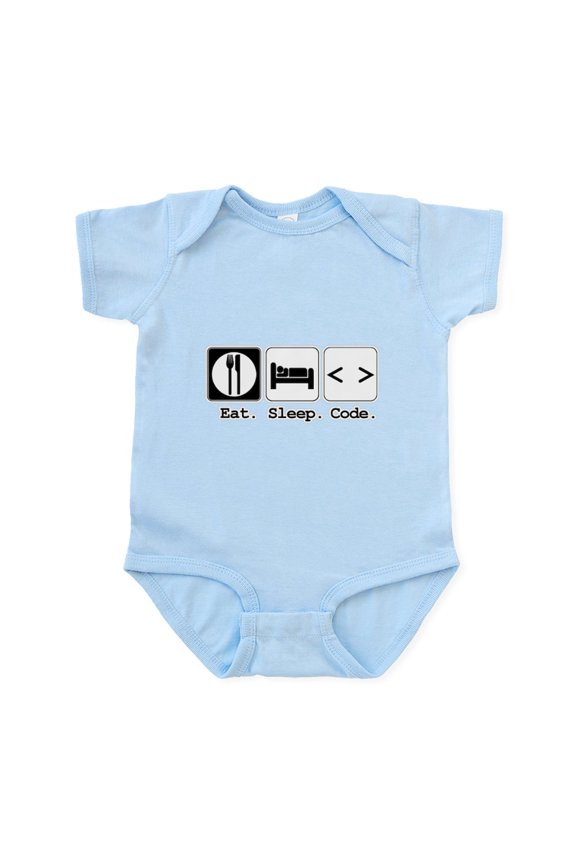 - Eat. Sleep. Code. Infant Bodysuit - Baby Light Bodysuit, Size Newborn - 24 Months