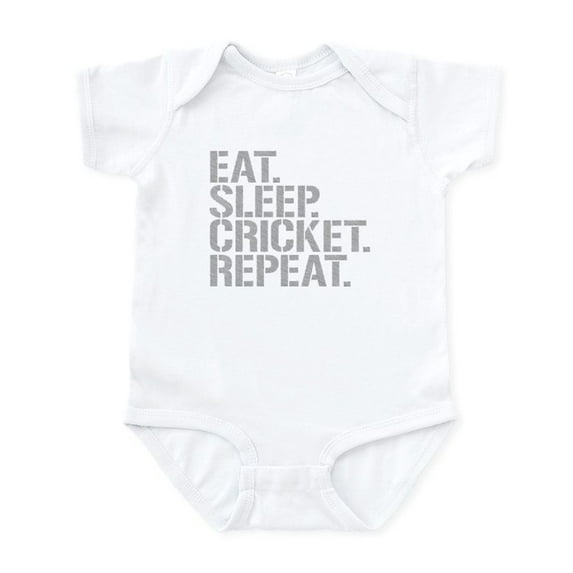 CafePress - Eat Sleep Cricket Repeat Body Suit - Baby Light Bodysuit, Size Newborn - 24 Months