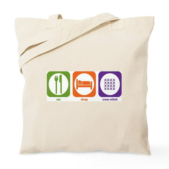 CafePress - Eat Sleep Cross Stitch Tote Bag - Unisex Canvas Tote Bag, Beige, 1-Piece