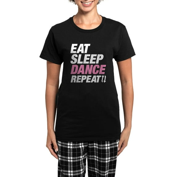 CafePress - Eat Sleep Dance Repeat Women's Dark Pajamas - Women's Short Sleeve Print T-Shirt and Pants Dark Cotton Pajama Set
