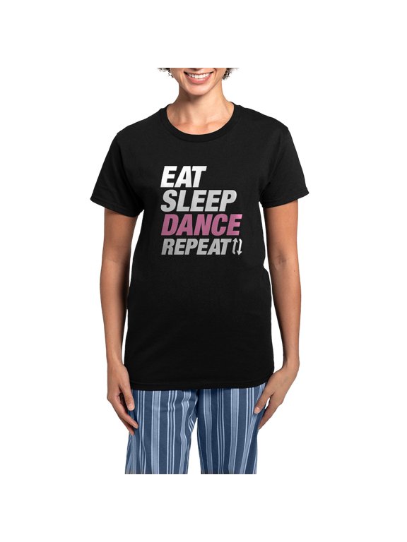 - Eat Sleep Dance Repeat Women's Dark Pajamas - Women's Short Sleeve Print T-Shirt and Pants Dark Cotton Pajama Set