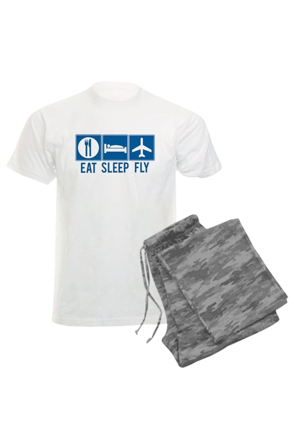 - Eat Sleep Fly - Men's Light Loose Fit Cotton Pajama Set