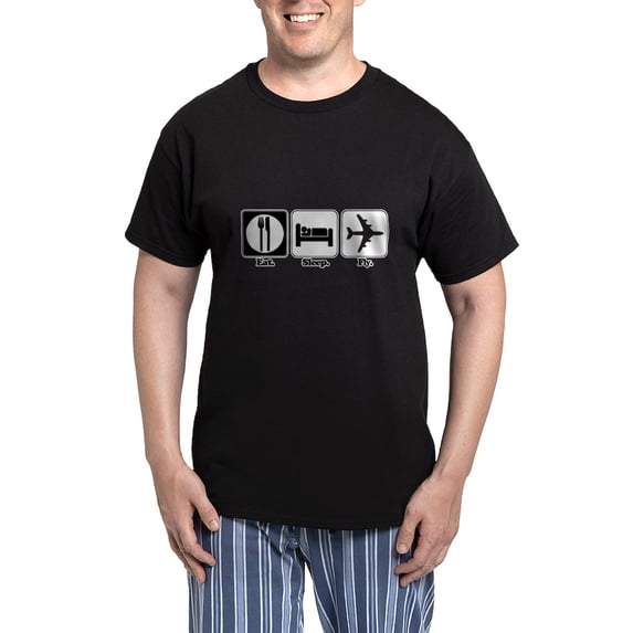 CafePress - Eat. Sleep. Fly. (Pilot/Plane Men's Dark Pajamas - Men's Dark Loose Fit Cotton Pajama Set