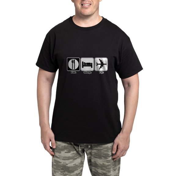 CafePress - Eat. Sleep. Fly. (Pilot/Plane Men's Dark Pajamas - Men's Dark Loose Fit Cotton Pajama Set