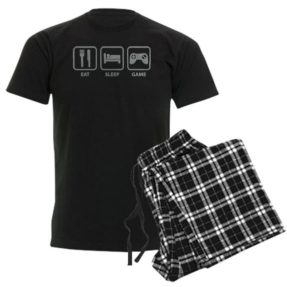 CafePress - Eat Sleep Game Men's Dark Pajamas - Men's Dark Loose Fit Cotton Pajama Set