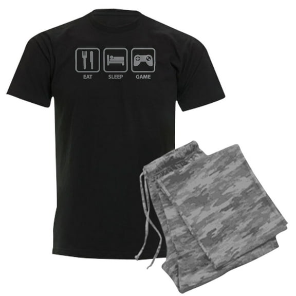 CafePress - Eat Sleep Game Men's Dark Pajamas - Men's Dark Loose Fit Cotton Pajama Set