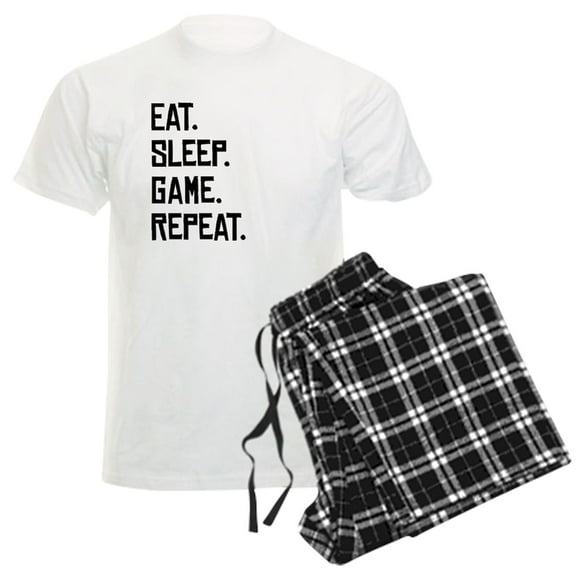 CafePress - Eat Sleep Game Repeat Pajamas - Men's Light Loose Fit Cotton Pajama Set