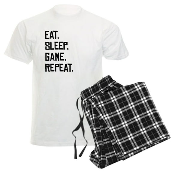 CafePress - Eat Sleep Game Repeat Pajamas - Men's Light Loose Fit Cotton Pajama Set