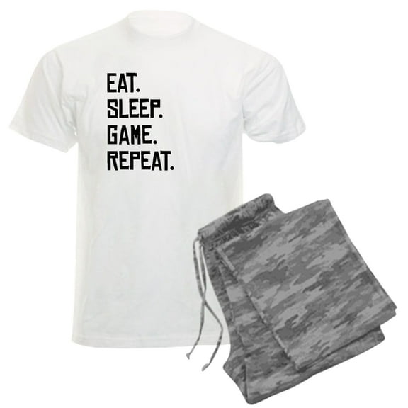 CafePress - Eat Sleep Game Repeat Pajamas - Men's Light Loose Fit Cotton Pajama Set