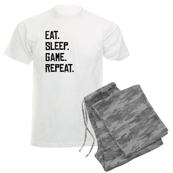CafePress - Eat Sleep Game Repeat Pajamas - Men's Light Loose Fit Cotton Pajama Set