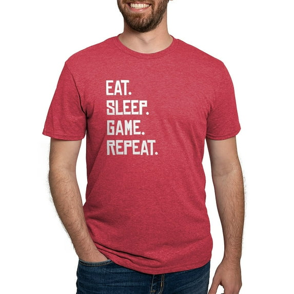 CafePress - Eat Sleep Game Repeat T Shirt - Mens Tri-blend T-Shirt