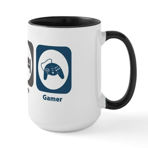 CafePress - Eat Sleep Gamer Large Mug - 15 oz Ceramic Large White Novelty Mug