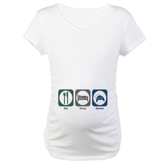 CafePress - Eat Sleep Gamer Maternity T Shirt - Cotton Maternity T-shirt, Cute & Funny Pregnancy Tee