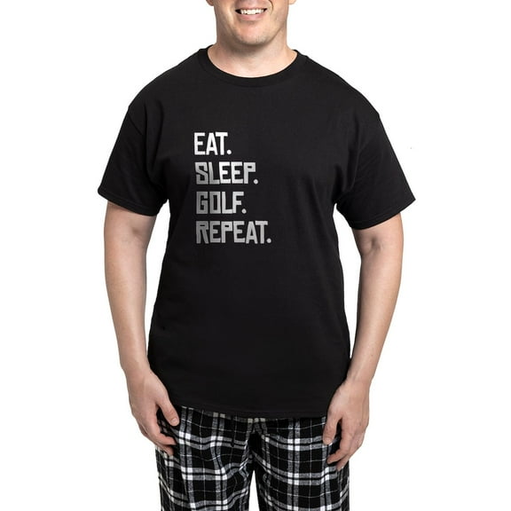 CafePress - Eat Sleep Golf Repeat Pajamas - Men's Dark Loose Fit Cotton Pajama Set