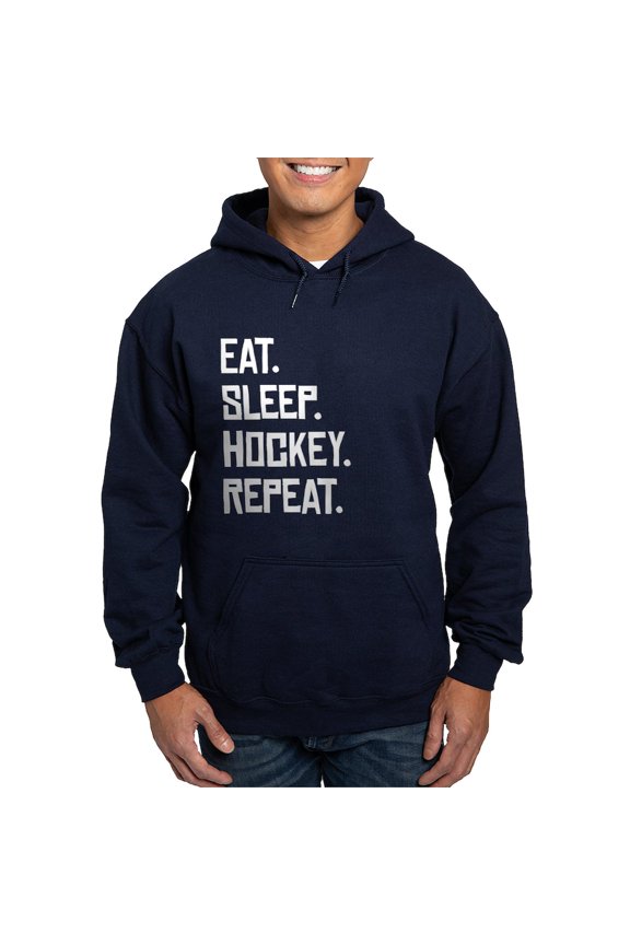 - Eat Sleep Hockey Repeat Hoodie - Pullover Hoodie, Classic, Comfortable Hooded Sweatshirt