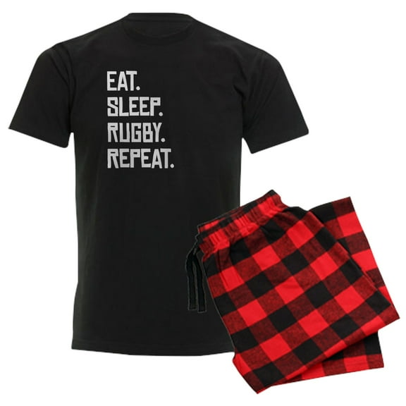 CafePress - Eat Sleep Rugby Repeat Pajamas - Men's Dark Loose Fit Cotton Pajama Set