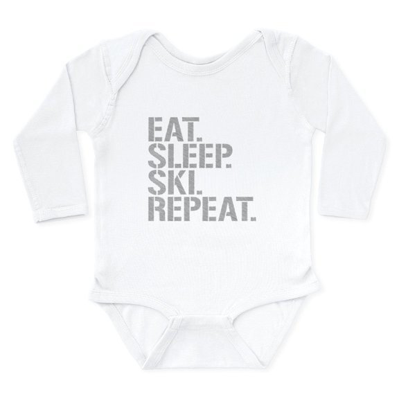 CafePress - Eat Sleep Ski Repeat Body Suit - Long Sleeve Cotton Baby Bodysuit