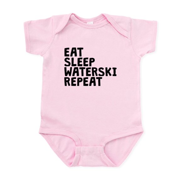 CafePress - Eat Sleep Waterski Repeat Body Suit - Baby Light Bodysuit, Size Newborn - 24 Months