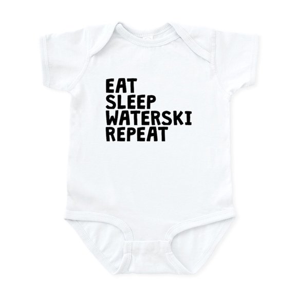 CafePress - Eat Sleep Waterski Repeat Body Suit - Baby Light Bodysuit, Size Newborn - 24 Months