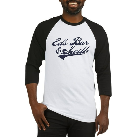 CafePress - Ed's Bar & Swill Baseball Jersey - Cotton Baseball Jersey, 3/4 Raglan Sleeve Shirt