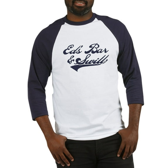 CafePress - Ed's Bar & Swill Baseball Jersey - Cotton Baseball Jersey, 3/4 Raglan Sleeve Shirt