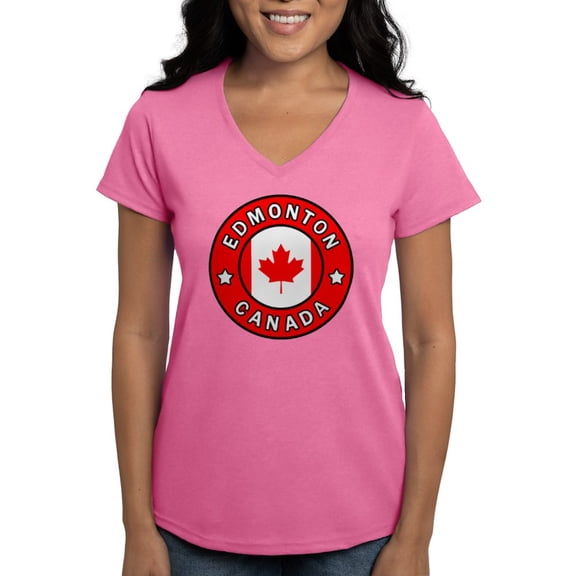 CafePress - Edmonton Canada - Women's V-Neck Dark T-Shirt