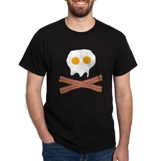 CafePress - Eggs Bacon Skull Dark T Shirt - Men's Classic Cotton T-Shirts