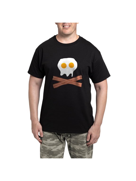 - Eggs Bacon Skull Men's Dark Pajamas - Men's Dark Loose Fit Cotton Pajama Set