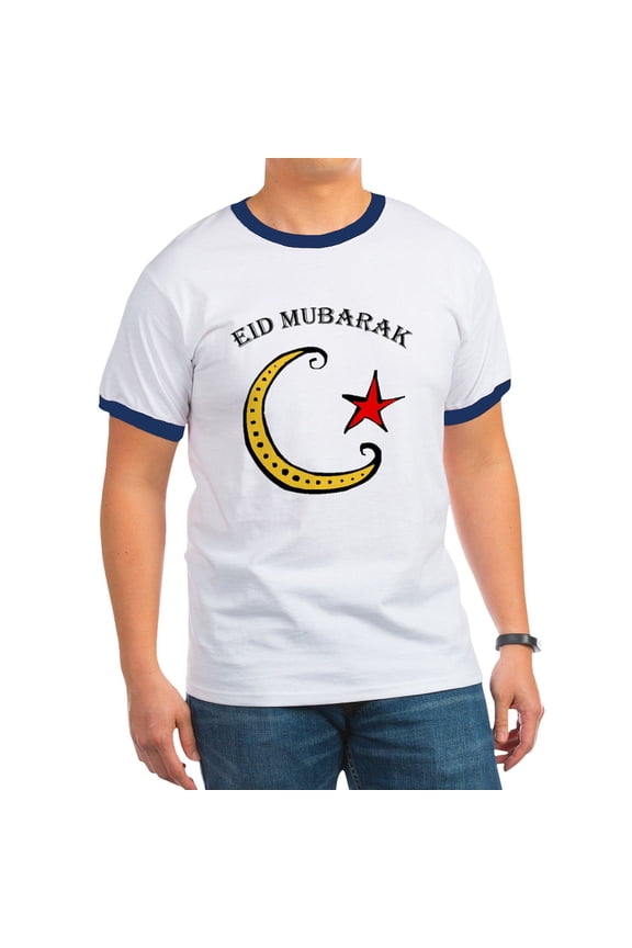 - Eid Mubarak T Shirt - 100% Cotton Ringed T-Shirt