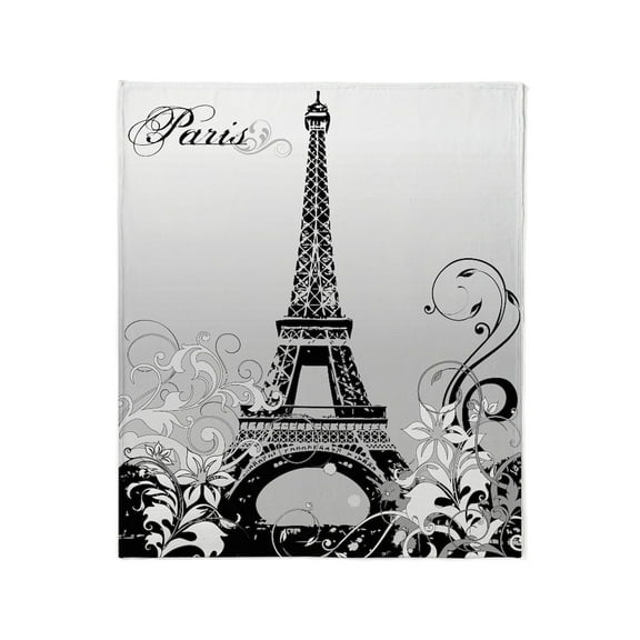 CafePress - Eiffel Tower Paris B/W Throw Blanket - Soft Fleece Throw Blanket, 50"x60" for All Ages