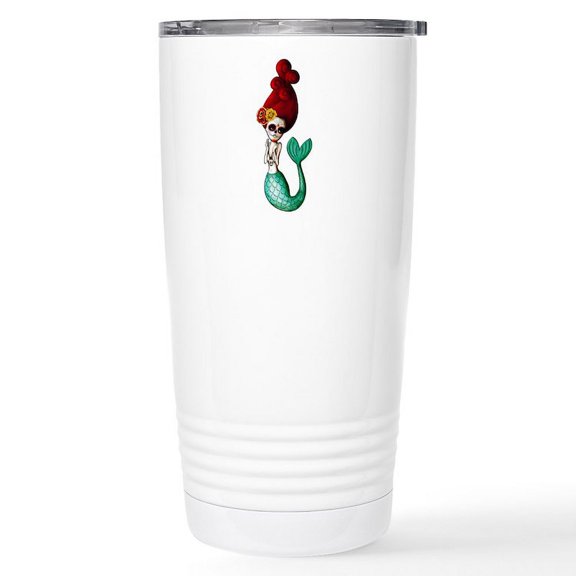CafePress - El Dia De Los Muertos Mermaid Travel Mug - Insulated Stainless Steel Travel Tumbler 20 oz.