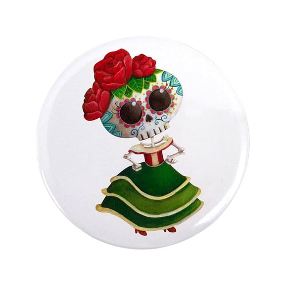 CafePress - El Dia De Los Muertos Skeleton Girl 3.5 Button - 3.5" Button