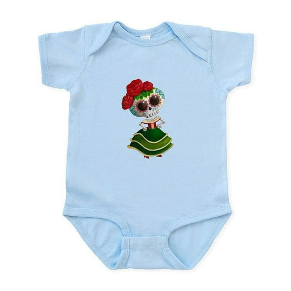 CafePress - El Dia De Los Muertos Skeleton Girl Body Suit - Baby Light Bodysuit, Size Newborn - 24 Months