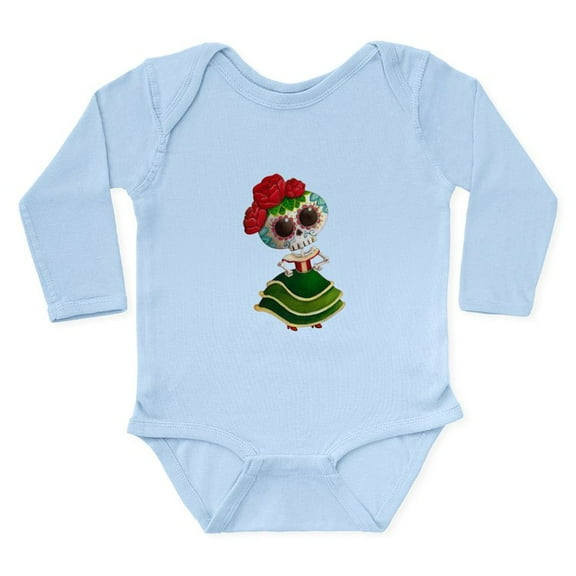 CafePress - El Dia De Los Muertos Skeleton Girl Body Suit - Long Sleeve Cotton Baby Bodysuit