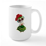 CafePress - El Dia De Los Muertos Skeleton Girl Mugs - 15 oz Ceramic Large White Novelty Mug
