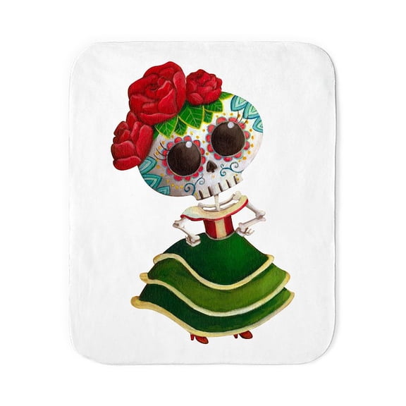 CafePress - El Dia De Los Muertos Skeleton Girl Sherpa Fleece - Sherpa Fleece Throw Blanket 60" x 50"