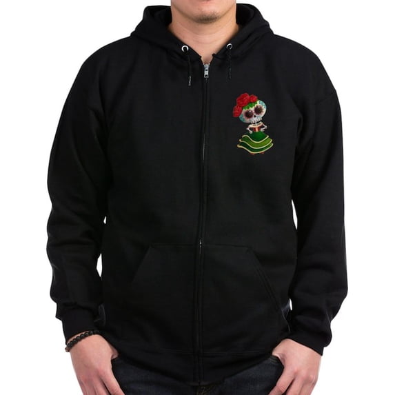 CafePress - El Dia De Los Muertos Skeleton Girl Sudaderas Con - Zip Hoodie, Classic Hooded Sweatshirt with Metal Zipper