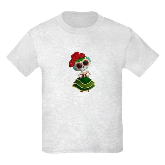 CafePress - El Dia De Los Muertos Skeleton Girl T Shirt - Light T-Shirt Kids XS-XL