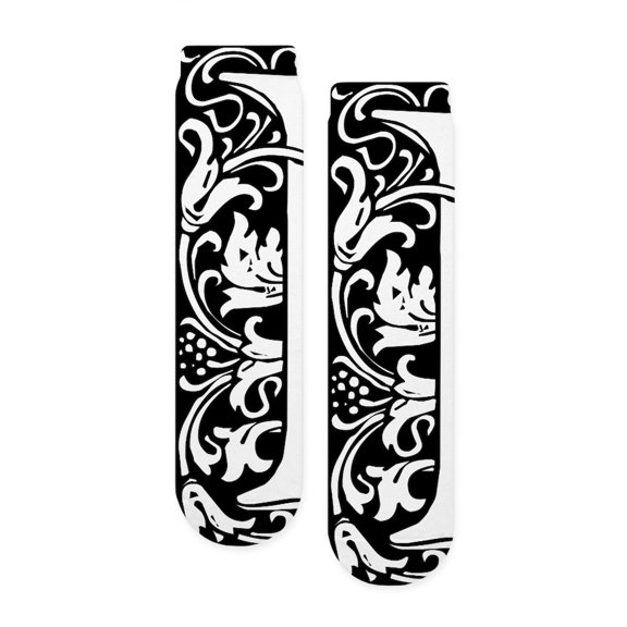 CafePress - Elegant Vintage Flourish Letter B Monogram - Unisex Novelty Printed Crew Adult Socks