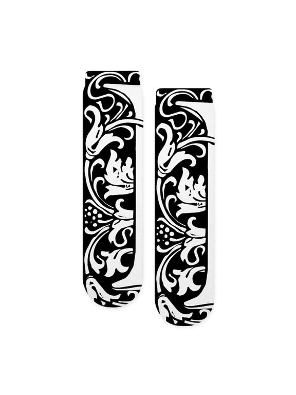 - Elegant Vintage Flourish Letter B Monogram - Unisex Novelty Printed Crew Adult Socks