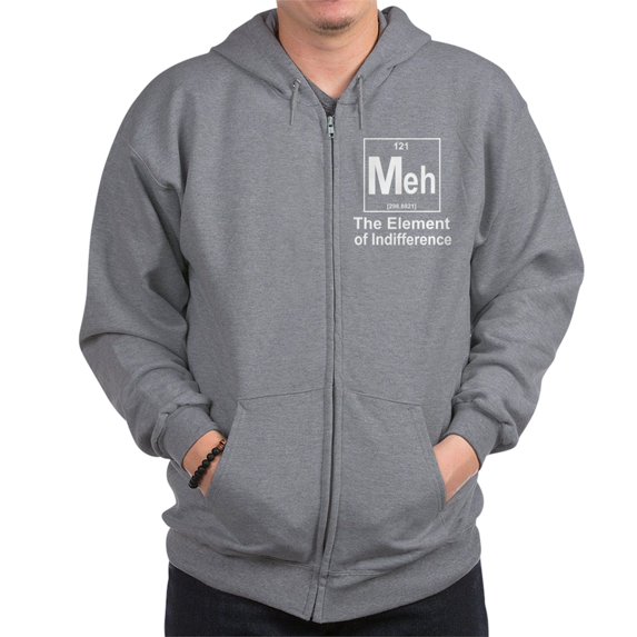 CafePress - Element Meh Zip Hoodie - Zip Hoodie, Classic Hooded Sweatshirt with Metal Zipper