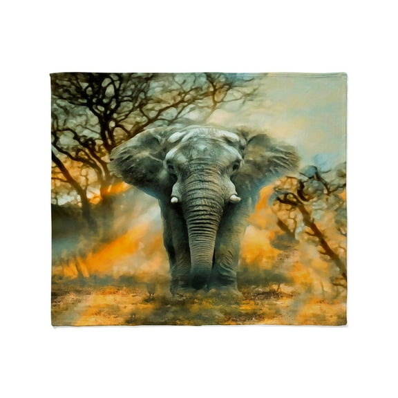 CafePress - Elephant Sunrise Throw Blanket - Soft Fleece Throw Blanket, 50"x60" for All Ages