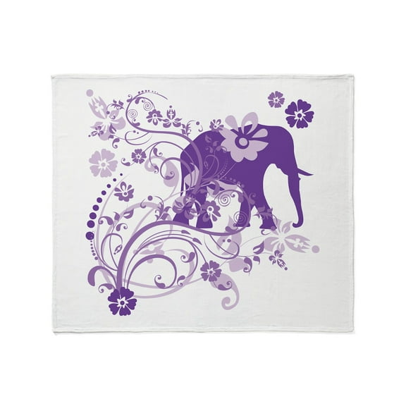 CafePress - Elephant Swirls Purple Throw Blanket - Soft Fleece Throw Blanket, 50"x60" for All Ages
