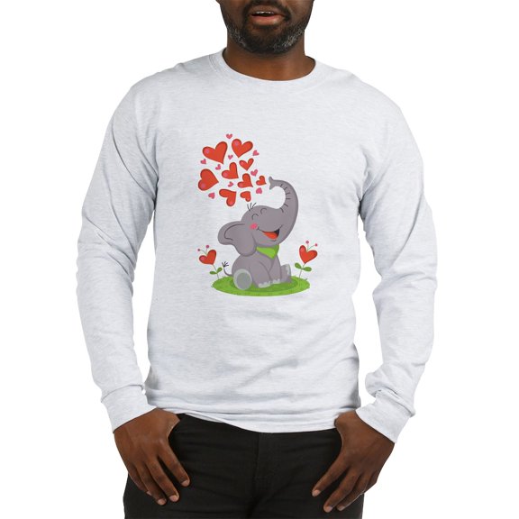 CafePress - Elephant With Hearts Long Sleeve T Shirt - Unisex Cotton Long Sleeve T-Shirt