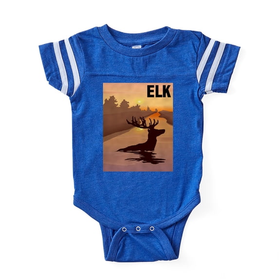 CafePress - Elk CROP Text - Cute Infant Baby Football Bodysuit