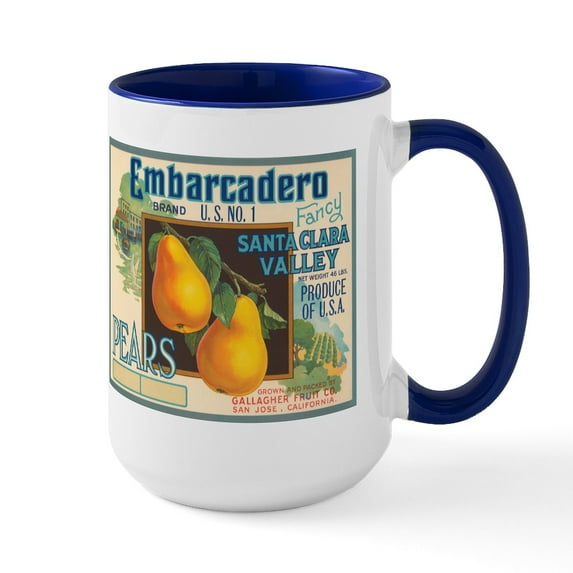 CafePress - Embarcadero Pears Large Mug - 15 oz Ceramic Large White Novelty Mug