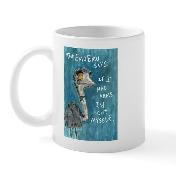 CafePress - Emo Emu Mug - 11 oz Ceramic Mug - Novelty Coffee Tea Cup