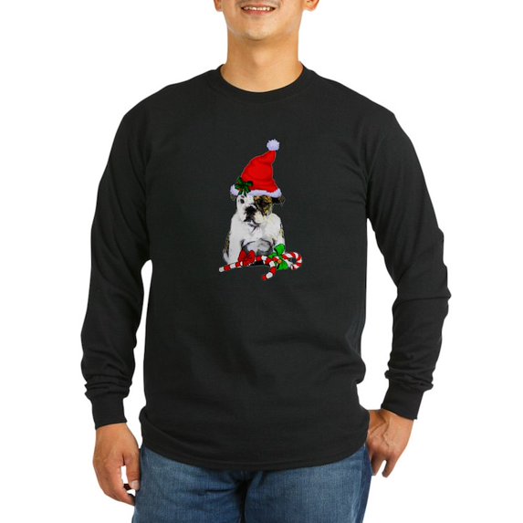 CafePress - English Bulldog Christmas Long Sleeve T Shirt - Long Sleeve Dark T-Shirt