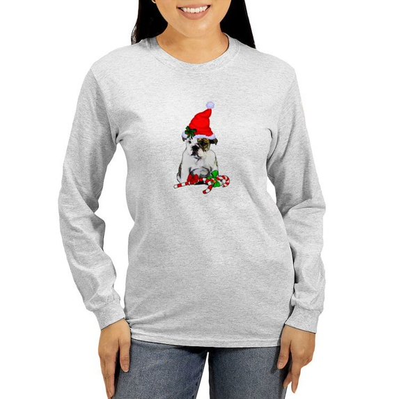 CafePress - English Bulldog Christmas Long Sleeve T Shirt - Women's Long Sleeve Graphic Casual T-Shirt